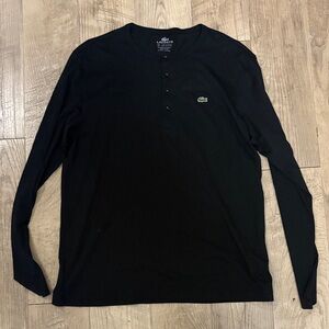 Lacoste Men's Black Long Sleeve Henley